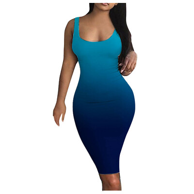 Women's Sexy Casual Bodycon Tank Dress Sleeveless Basic Midi Party Club  Dresses | eBay