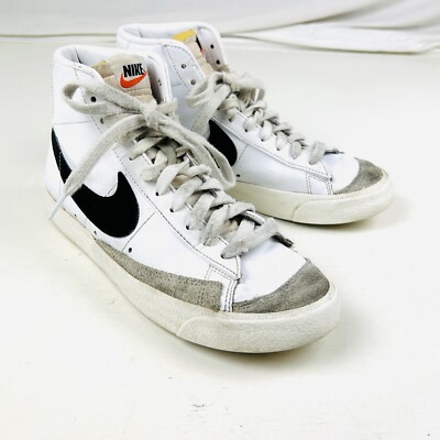 Nike Blazer Hi Top Leather Shoes White Black Swoosh Size Suede BQ6806-100 