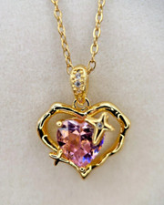 Fifth Ave Gold Rhinestone Pink Gem Pendant Necklace