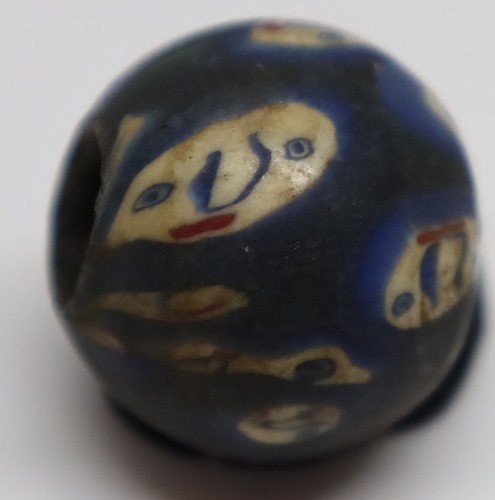Unique Roman Mosaic Ancient Glass Faces Bead Circa - 1st century