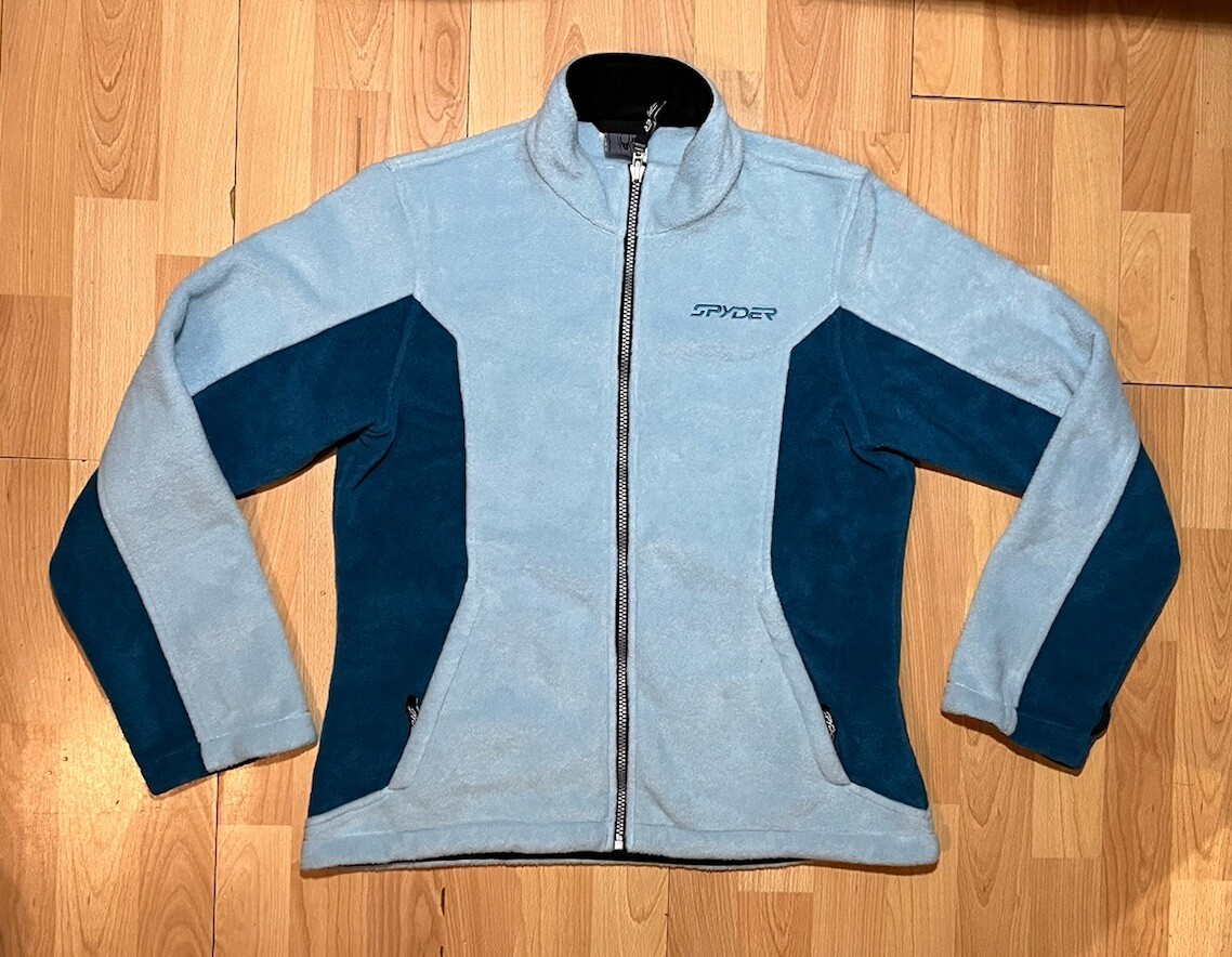 Spyder Full Zip Jacket Womens Medium Blue Long Sleeve Logo Fleece
