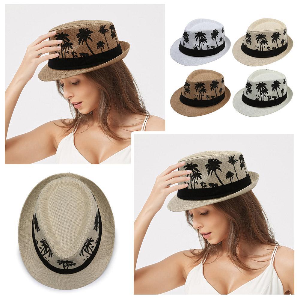APL Nuovo berretto estivo spiaggia palme da cocco fantasia uomo cappello jazz casual N1A4 V4B1 N2Q1