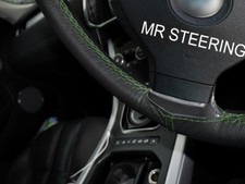 F&uuml;r 2008-11 Mercedes CL203 Schwarz Leder Steerng Rad Abdeckung Gr&uuml;n Doppel Naht
