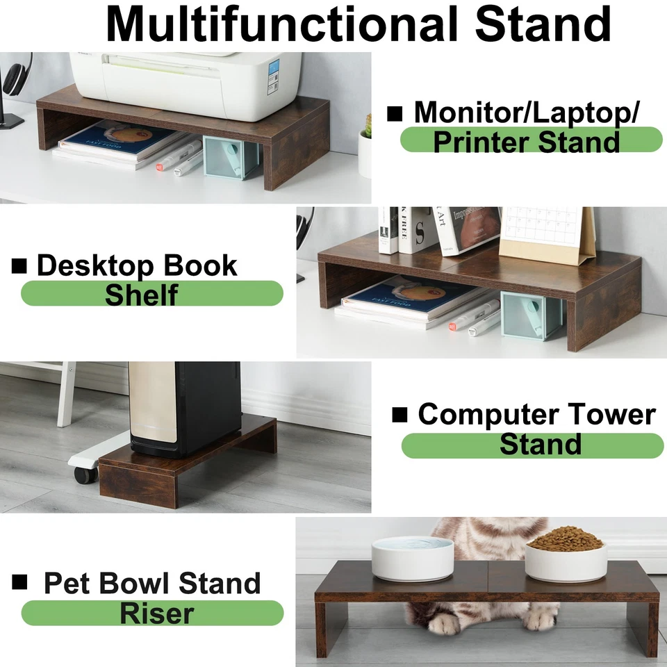 2 Pack 20 inch Monitor Stand Riser, Wood Monitor Stand for Desk Organization. - Image 3 of 4