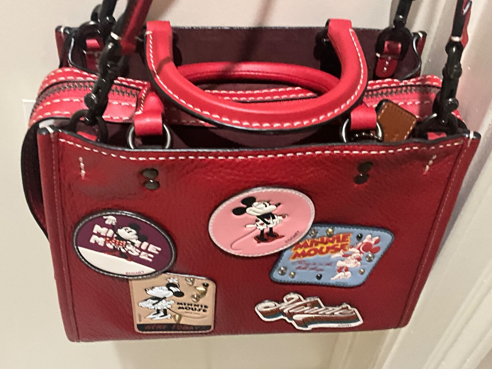 Coach x Disney Red Minnie Mouse Patch Rogue 25 RARE FIND NWT! image 3