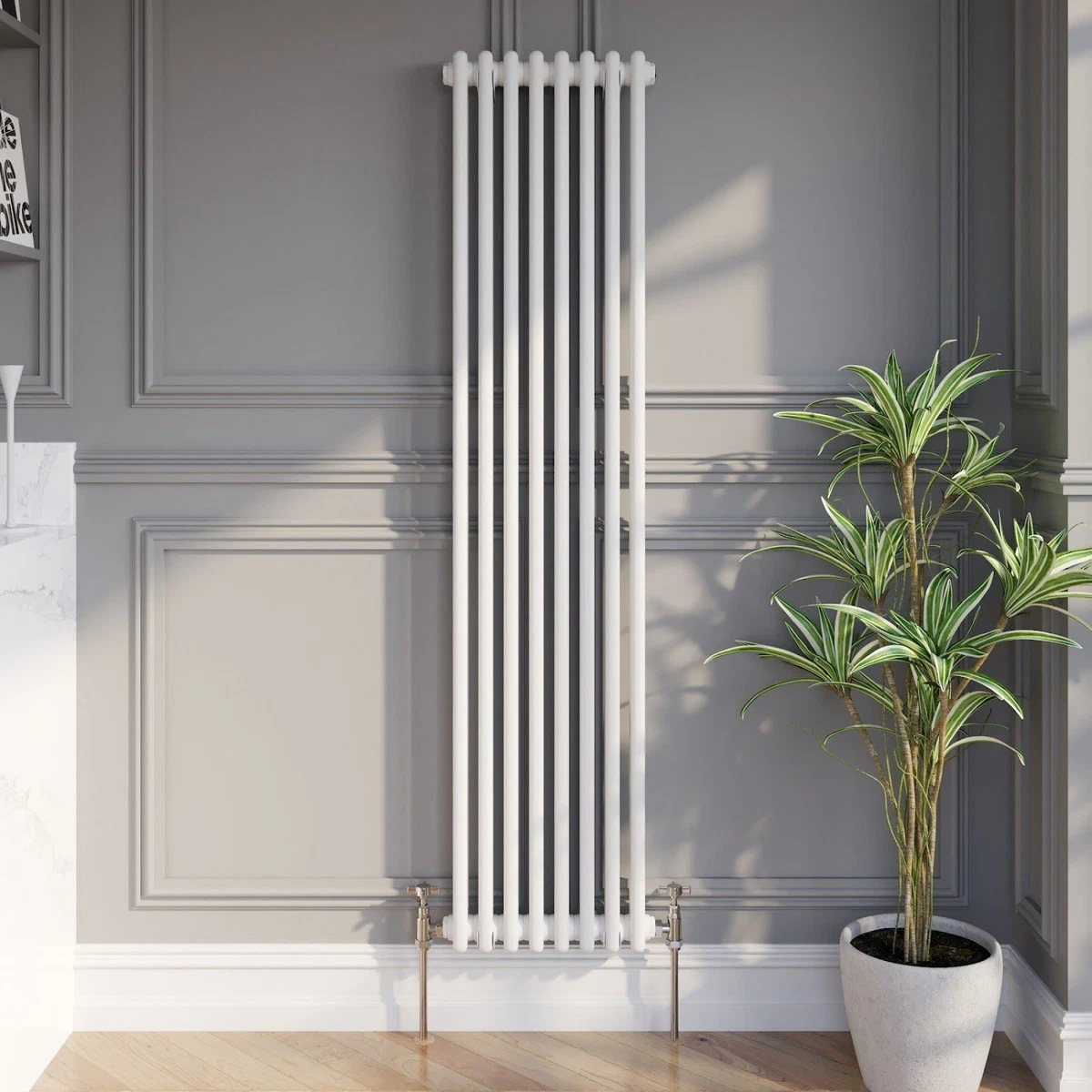 Traditional Colosseum Vertical Double Bar Column Radiator 1600 x 380mm  White | eBay