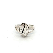 Sterling Silver Rutilated Quartz Ring Size 9 9 x 12mm Stone