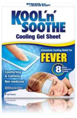Kool n Soothe Cooling FEVER Headache Pain Relief Gel Sheets 4 Pads KIDS FREE P&P