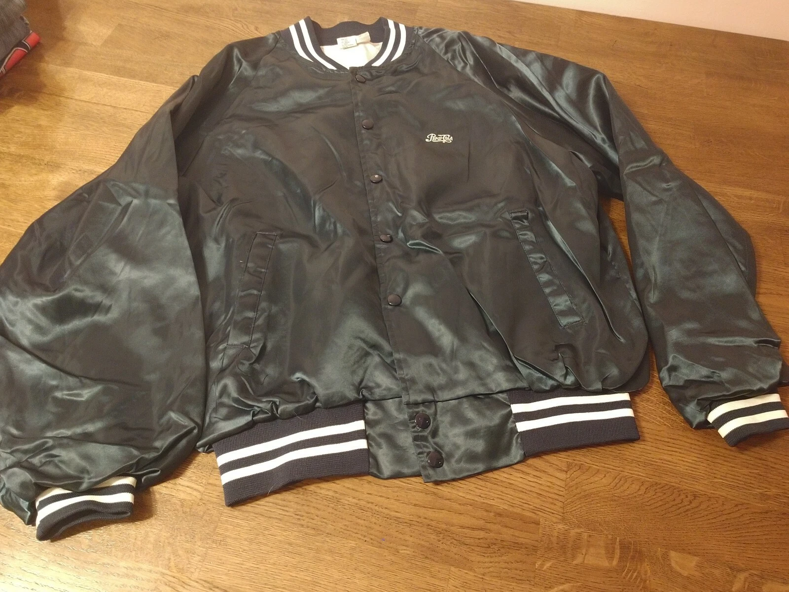 Vintage 80's Hartwell Satin Bomber Jacket Blue Pepsi Made In USA X-Large 46-48