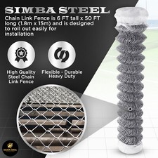 Galvanized Steel 6 X 50 FT Roll Chain Link Fence Fabric 11.5 GA Heavy Duty SIMBA