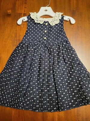 Girls Blueberi Boulevard Navy Polk Dot Lace Dress Size 24 Months | eBay