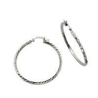 Creolen Ohrringe 925 Sterling Silber Rhodiniert Diamantiert Durchmesser 40 Mm F