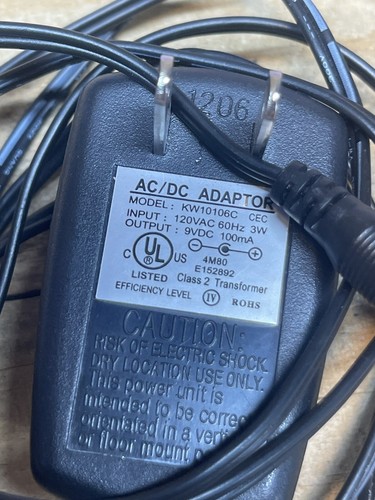 RCA Power Supply Adapter Unit KW10106C CRF907R 9V 100mA - Picture 2 of 3