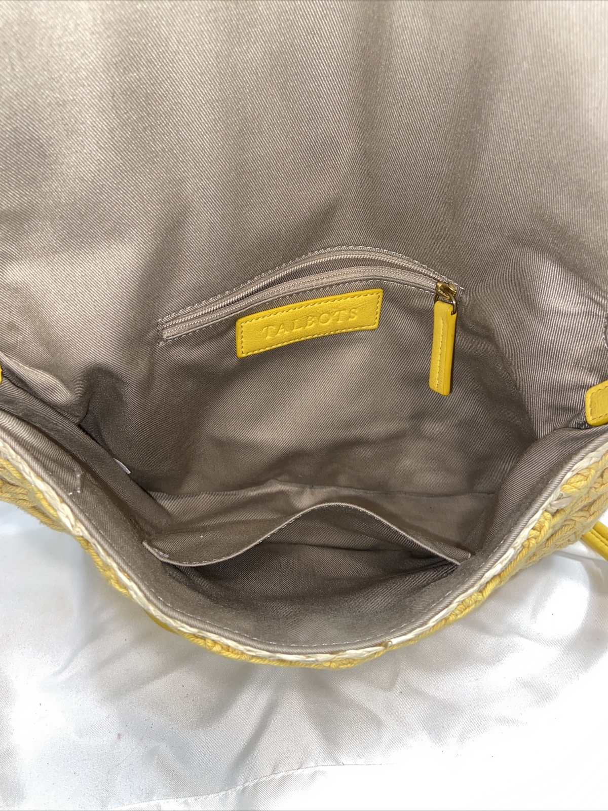 Talbots yellow wicker with macrame crossbody bag … - image 6