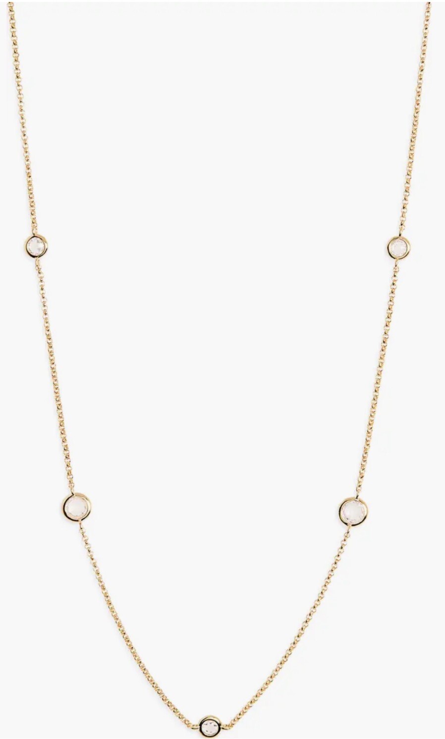 $198 NADRI Extra Long 52 in Bezel CZ STATION NECKLACE 18K Gold Plated NWT NIBOX