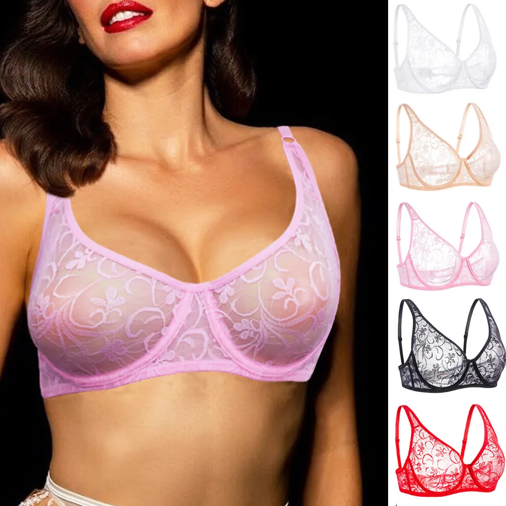 Comfy Bra Ultra Sheer Womens Bras See Through Brassiere Lace Sexy Lingerie  BHS