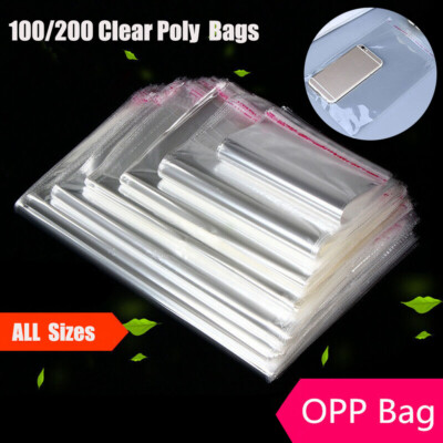 Clear Self Adhesive OPP Bags Cellophane Tape Peel Poly Seal Plastic Packing Bags