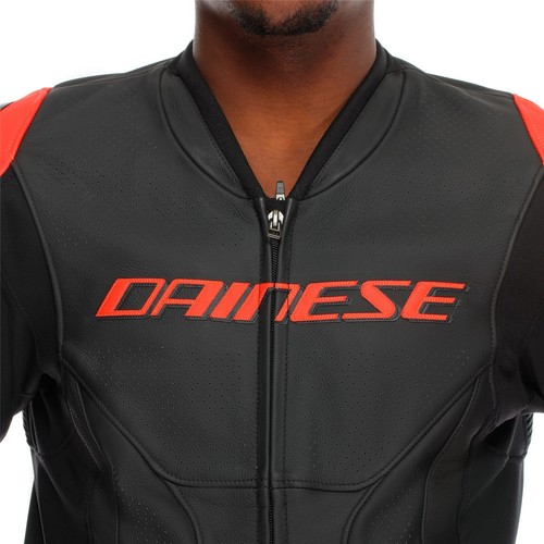 Dainese Racing 5 perforiert Lederjacke Sommer schwarz/schwarz/neon-rot 52 - Picture 3 of 6
