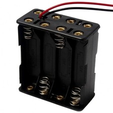 2x 8-AAA Battery Holder Case Spring Plastic Box Tow Layers Stacked Wires DC 12V