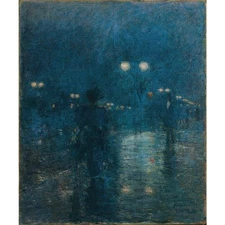 Fifth Avenue Nocturne, 1895 - 24x32 Inch Rolled Canvas Wall Art Print