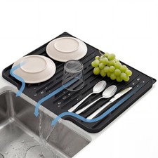 Black Foldable Silicone Kitchen Counter Sink Dish Drying Mat Quick Dry Pad