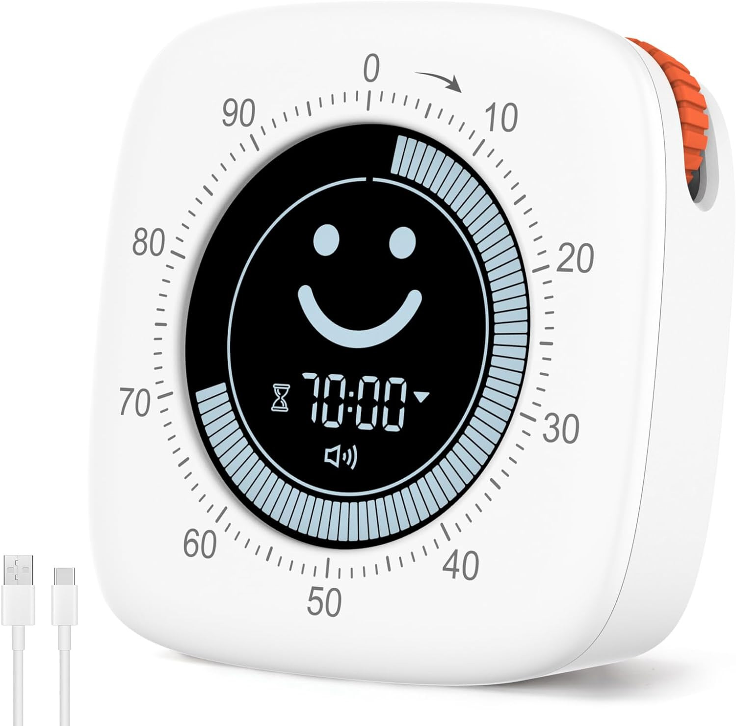 Timer Visivo Da 100 Minuti, Timer Pomodoro Con Display Faccine Smiley, Impostazi
