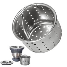 Deep Sink Strainer Basket     Fits Standard 3-1/2" Kitchen Drains     Stainle...