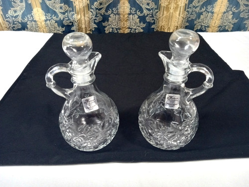 Vintage Princess House Fantasia Crystal Oil & Vinegar Cruets W/Stoppers USA