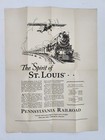 c1927 antique PENNSYLVANIA RAILROAD st louis ny SPIRIT OF ST LOUIS ad POSTER — photo 1