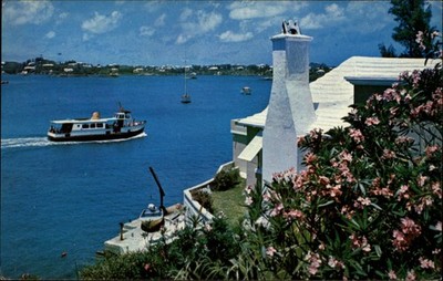 Ferry Boat Hamilton Harbour Bermuda vintage postcard k835