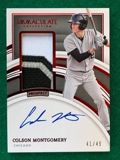 2022 Immaculate Colson Montgomery Red Auto Player Worn Patch /49 White Sox RPA