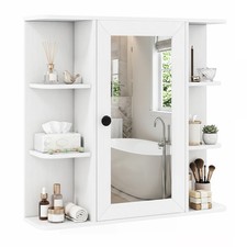 Wall Mounted Bathroom Medicine Cabinet w/3 Inner Shelves  6 Open Side Shelves