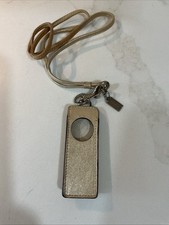 Vintage COACH ipod Nano Case-Holder Metallic Gold Leather W/ Metal Hang Tag