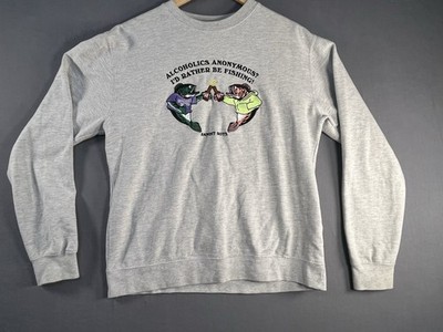 Vintage Mens Bandit Boys ALCOHOLICS ANONYMOUS Id Rather Go Fishing Crew Neck M