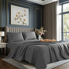 Luxury 1000 Thread Count 100 Cotton Queen Sheet Set - Dark Grey
