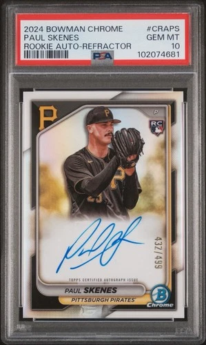 2024 Bowman Chrome Paul Skenes RC Auto Refractor /499 PSA 10 GEM MINT Pirates 🔥