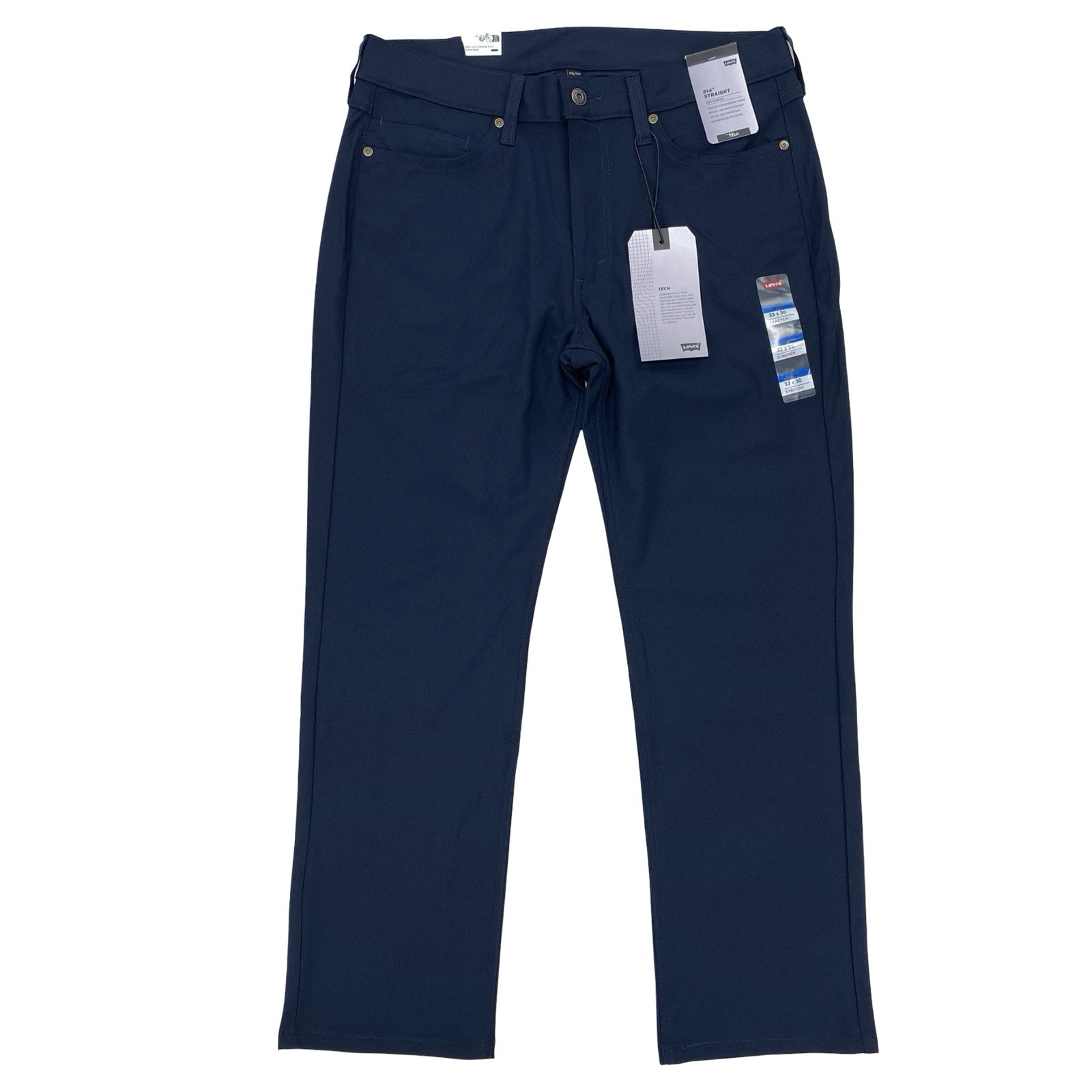 Levis Mens 514 Straight Fit Tech Pants Navy Blue Stretch Fit Cooling Quick Dry 7290₽