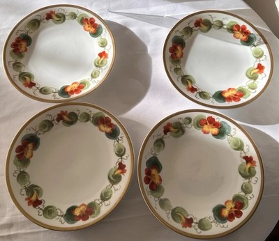 4 Antique Limoges G D & Cie France Avenir Nasturtiums Salad Plates Handpainted