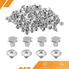 50 Set M5 x 6mm Chicago Screw Metal Stud Screw Rivets for Leather Silver