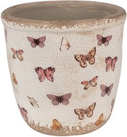 Clayre & Eef 6CE1661M Dekoration Blumentopf Ø 15X14 Cm Beige Rosa