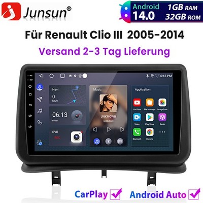 Für Renault Clio III 2005-2014 Carplay Android14 Autoradio GPS Navi BT DAB+ 32GB