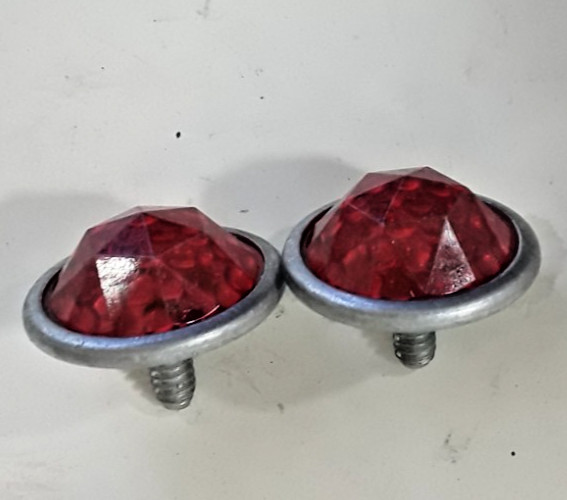 NOS Gulco Red 1" Bicycle Reflector Pair     Bright Star Ind.   -   DW589