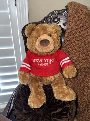 Bloomingdale's Little Brown Bear Gund 2022 Stuffed Animal Red 150 Sweater 14”