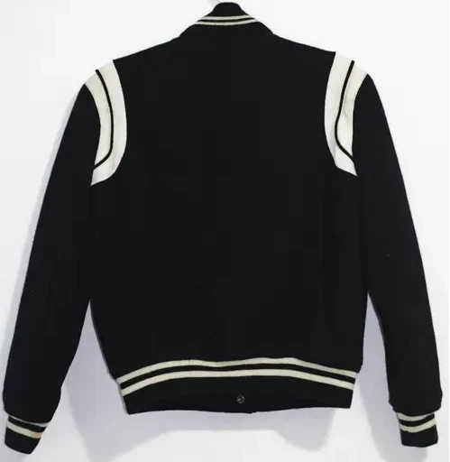 Chaqueta de bombardero universitaria Saint Laurent Paris de lana negra de peluche - para hombre M,L Foto 2 de 4