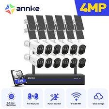 ANNKE 4MP Wireless Color Night Security Camera System Solar Battery 2-Way Audio