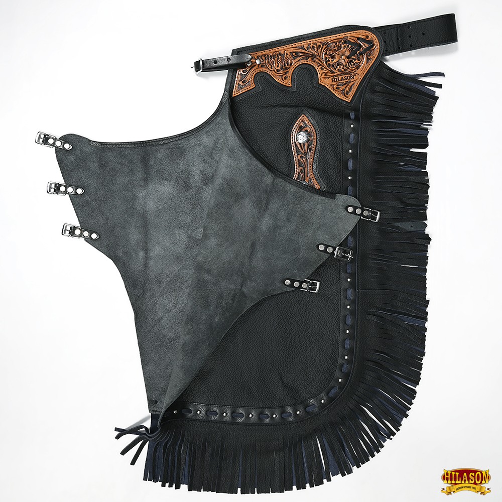 HILASON Adult Pro Rodeo Bronc Bull-riding Genuine Leather Chinks