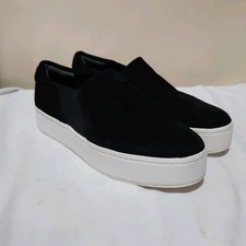 Vince Warren Platform Sneaker Shoe Women 11 M Black Suede Leather Slip On Casual