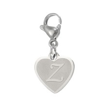 Initial Letter KeyChain, Letter A-Z Heart Charm Keyring, Silver Z 