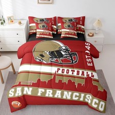 Footballs 7 Pcs Comforter Set Full Football Fans Bedding for Boys Girls Footb...