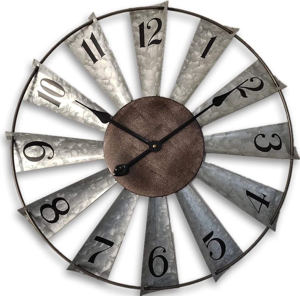 Silent Battery-Operated Rustic Windmill Wall Clock - Ideal for Country Homes - Image 3 of 4